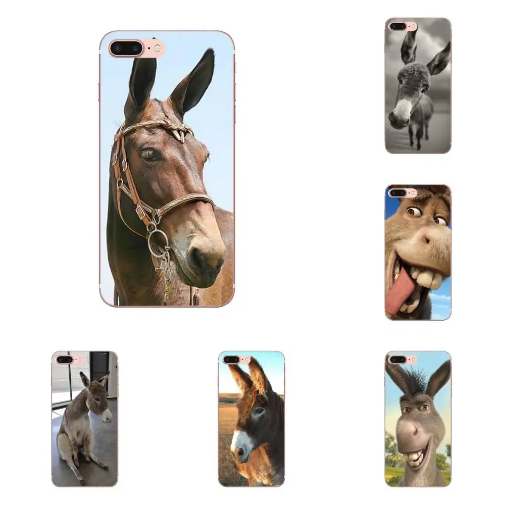 Мягкий TPU мобильный телефон чехлы Милый Забавный Ослик для Apple iPhone 4 4S 5 5C 5S SE 6 6S 7 8 11