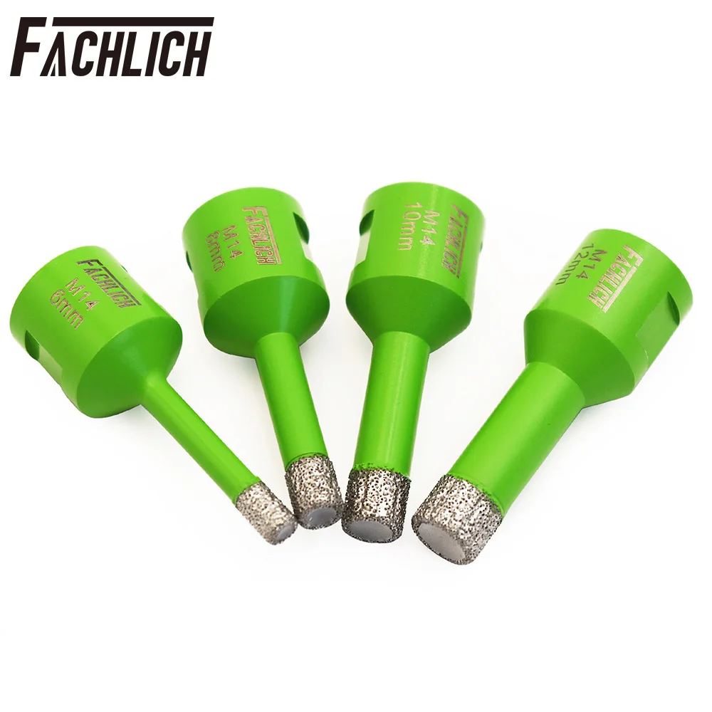 FACHLICH 4pcs Dia6/8/10/12mm Diamond Crown Cutter Drilling Core Bits Ceramic Tile Dry Hole Saw Granite Marble Stone M14 Thread shdiatool free shipping drilling core bit hole saw opener cup crown m14 thread tile cutter masonry granite marble stone ceramic