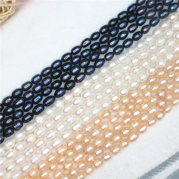 

Natural Freshwater Cultured Pearls Beads Rice Shape 100% Natural Pearls for Jewelry Making DIY Strand 14Inches