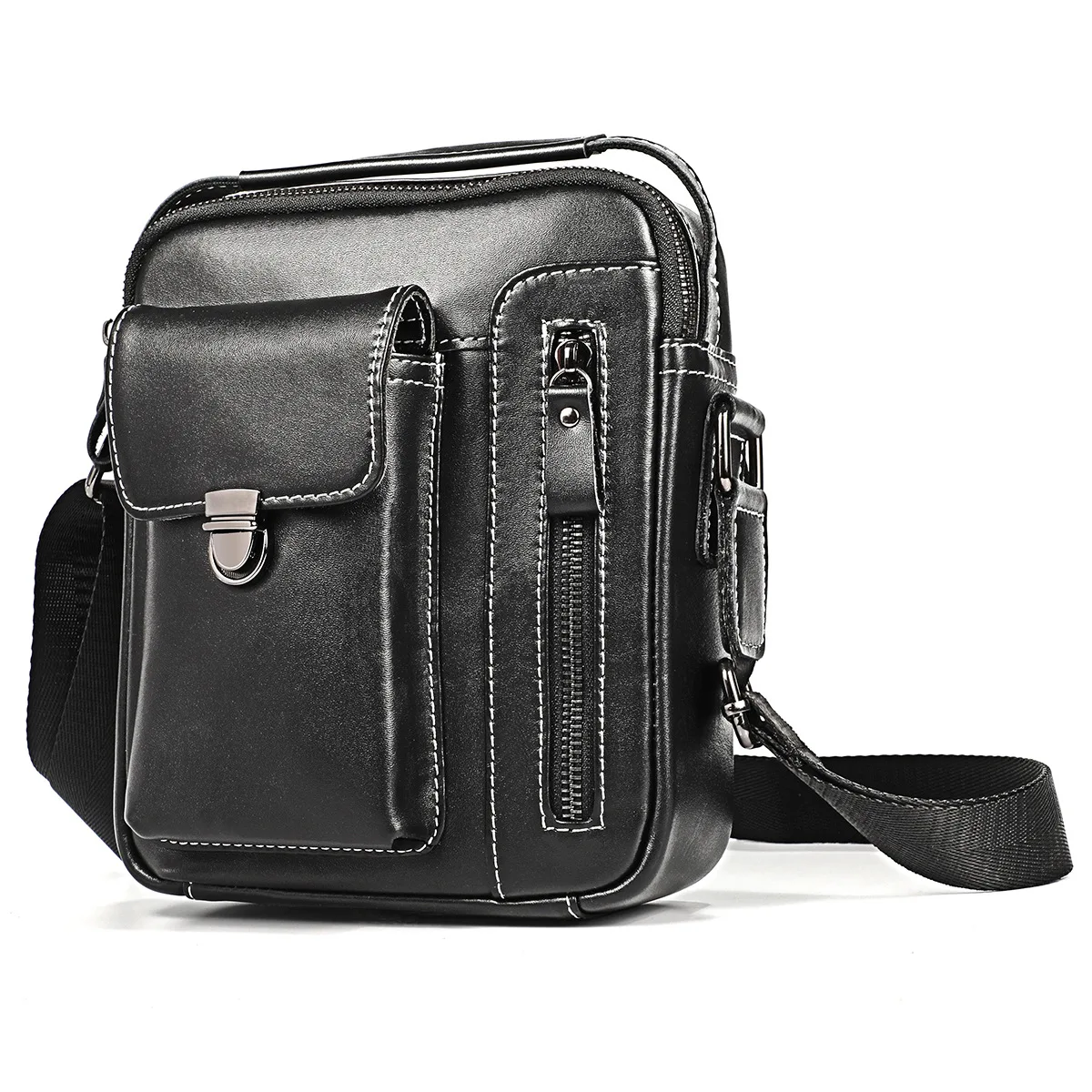 Large Capacity Zipper Wallet Mobile Phone Clutch Cowhide Leather Durable Anti-deform MultiFunction Multicard Wallets Coin Pocket - Цвет: black