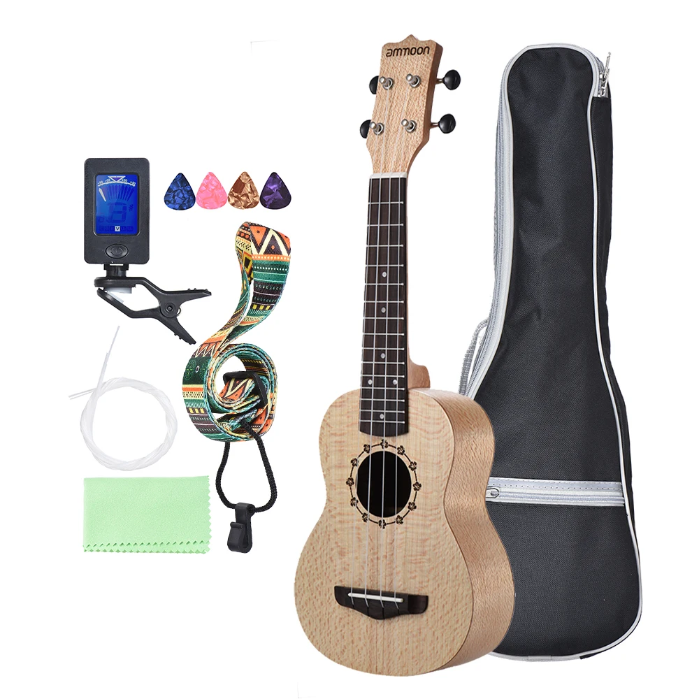 Ammoon сопрано Ukelele 21 дюймов Platanus Body Rosewood гриф Гавайская гитара гавайская набор