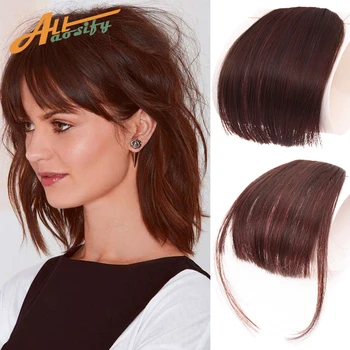 

Allaosify pure bangs hair extension high temperature fiber synthetic wig air bangs natural black light brown dark brown