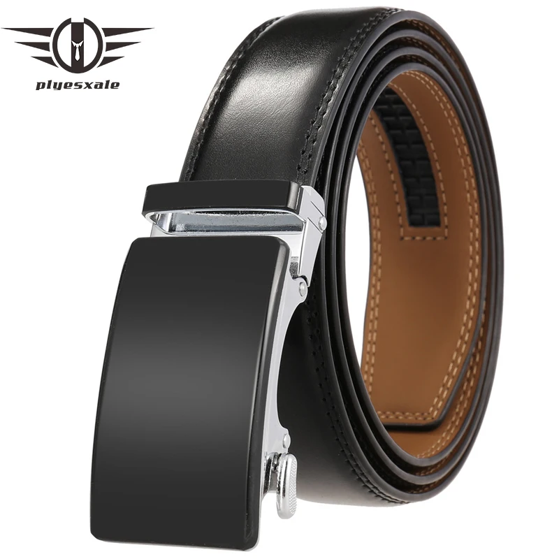 

Click Automatic Ratchet Buckle Belt For Men Adjustable Mens Genuine Leather Belts Luxury Cowhide Strap Male Dress Belt B299
