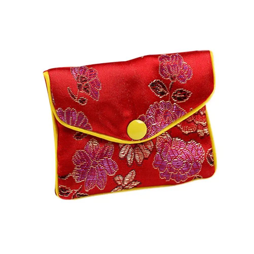 12 Pcs Jewelry Silk Storage Bag Chinese Brocade Embroidered Coin Organizers Pocket Gift Bags Small Jewelry Snap Case Coin Purse