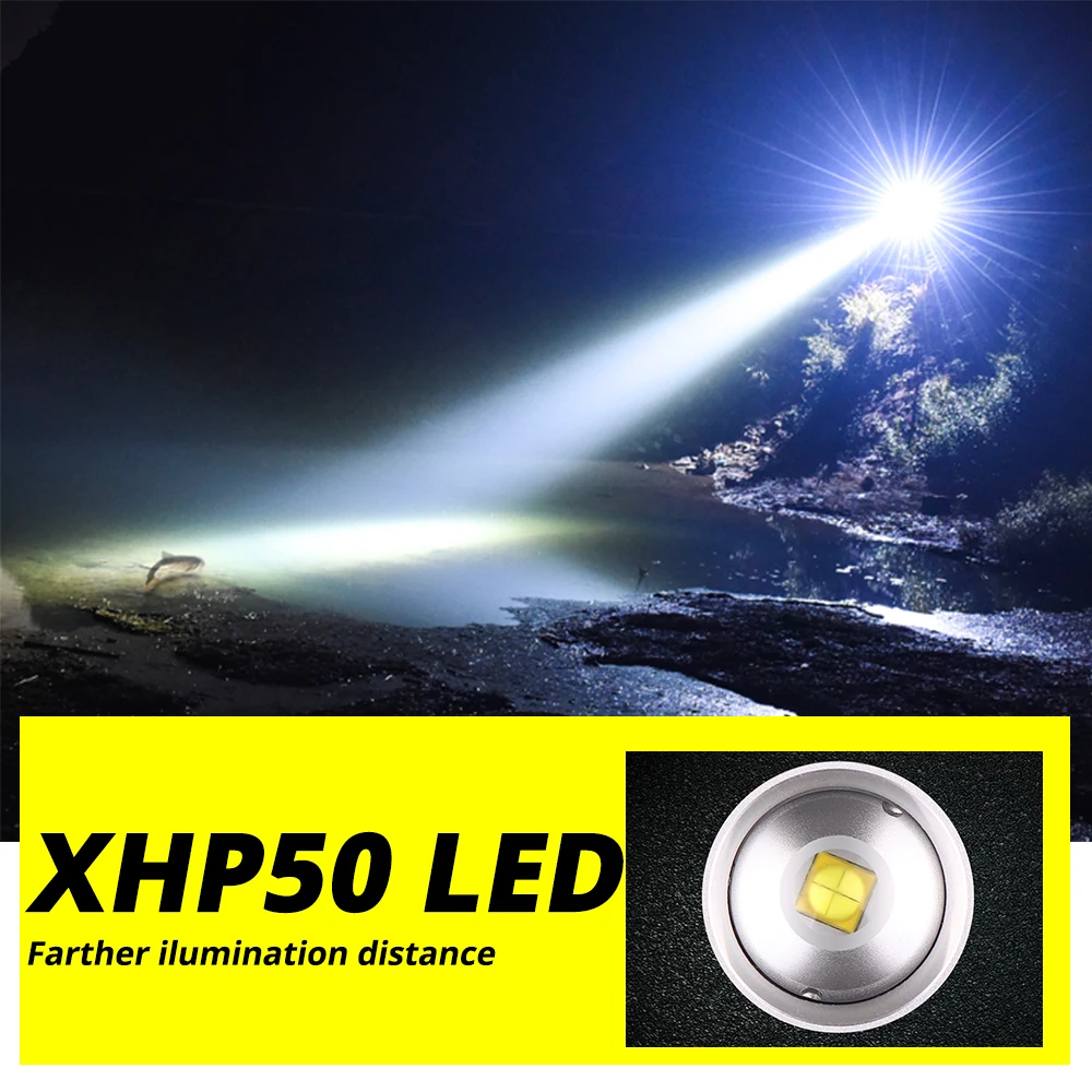 Xlamp мощный XHP50 светодиодный фонарик Перезаряжаемый Фонарь 18650 26650 вспышка мини USB фонарь с масштабированием XHP50.2 охотничья лампа