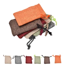 10 шт льняная Джутовая сумка для ювелирных изделий, сумка на шнурке для свадьбы 7*9 см