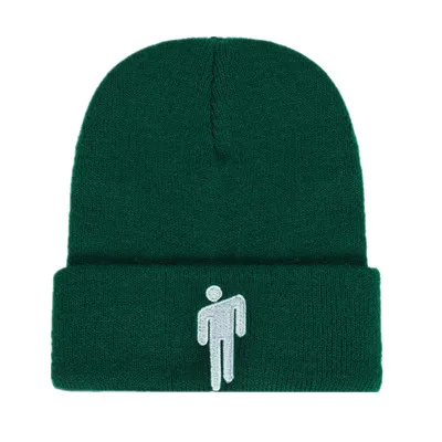 Billie Eilish Beanie, 15 цветов, вязаная зимняя шапка, одноцветная, в стиле хип-хоп, вязанная шапка Skullies, шапка, аксессуар для костюма, подарки, теплая зимняя шапка - Цвет: Dark Green
