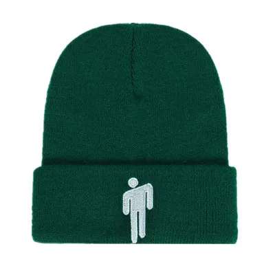 Dark Green Billie Eilish Beanie, 15 цветов, вязаная зимняя шапка, одноцветная, в стиле хип-хоп, вязанная шапка Skullies, шапка, аксессуар для костюма, подарки, теплая зимняя шапка - Цвет: Dark Green