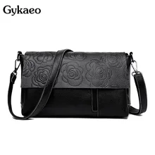 Gykaeo зимняя женская сумка на плечо из натуральной кожи женская черная бордовая Цветочная Лоскутная сумка-мессенджер сумка Bolsa Feminina