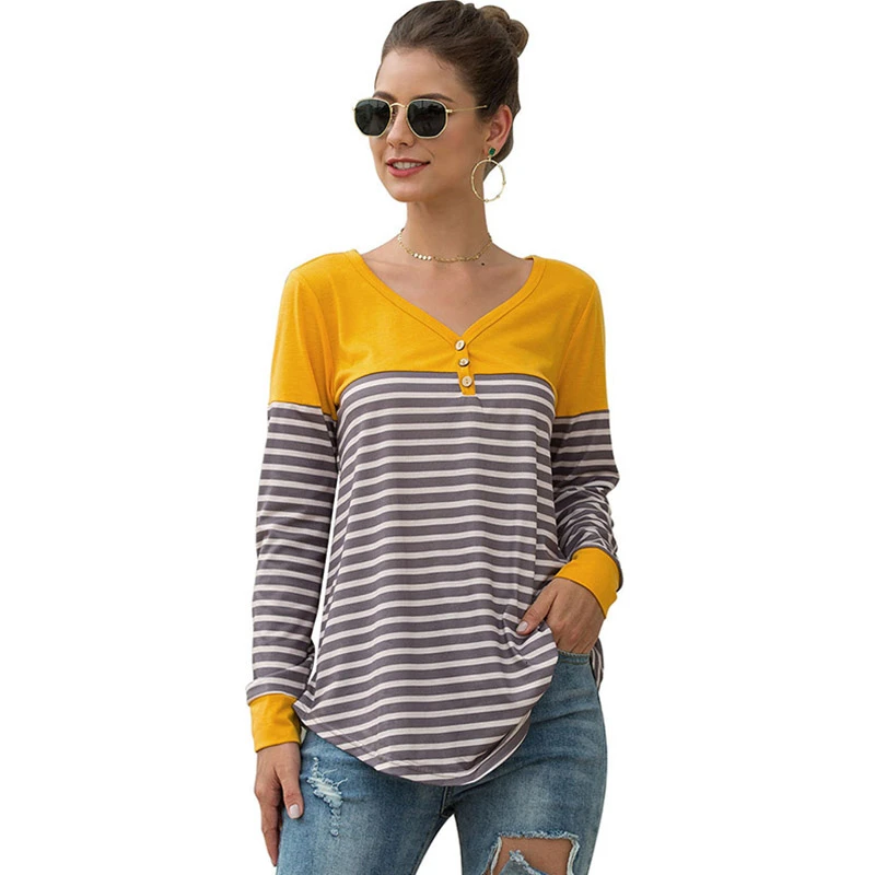Autumn Solid Striped Patchwork Maternity Tops Long Sleeve Maternity Clothes Pregnant Women T-shirt Fashion Pregnancy Shirt