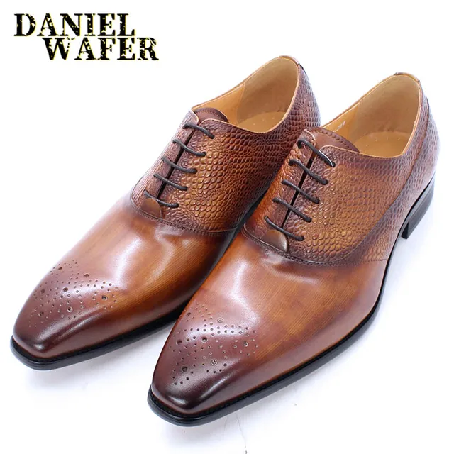 Luxury Crocodile Pattern Oxford Shoes 