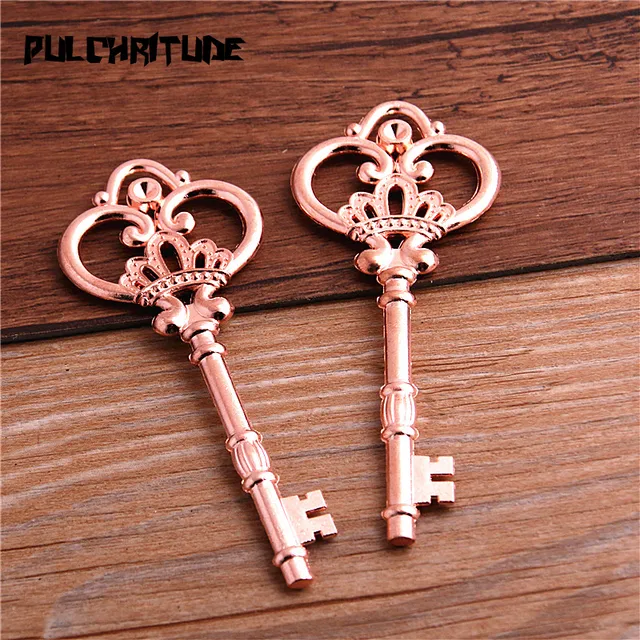 5pcs Charms Key Antique Silver Color Vintage Key Charms for Jewelry Making  Charms Pendant Key Jewelry Findings DIY - (Metal Color: B13602-51x20mm)