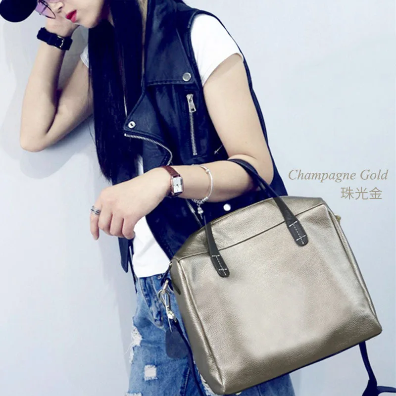 

Full-grain Leather New Style Briefcase Hand Shoulder Commuting WOMEN'S Cow Leather Bag WOMEN'S Bag