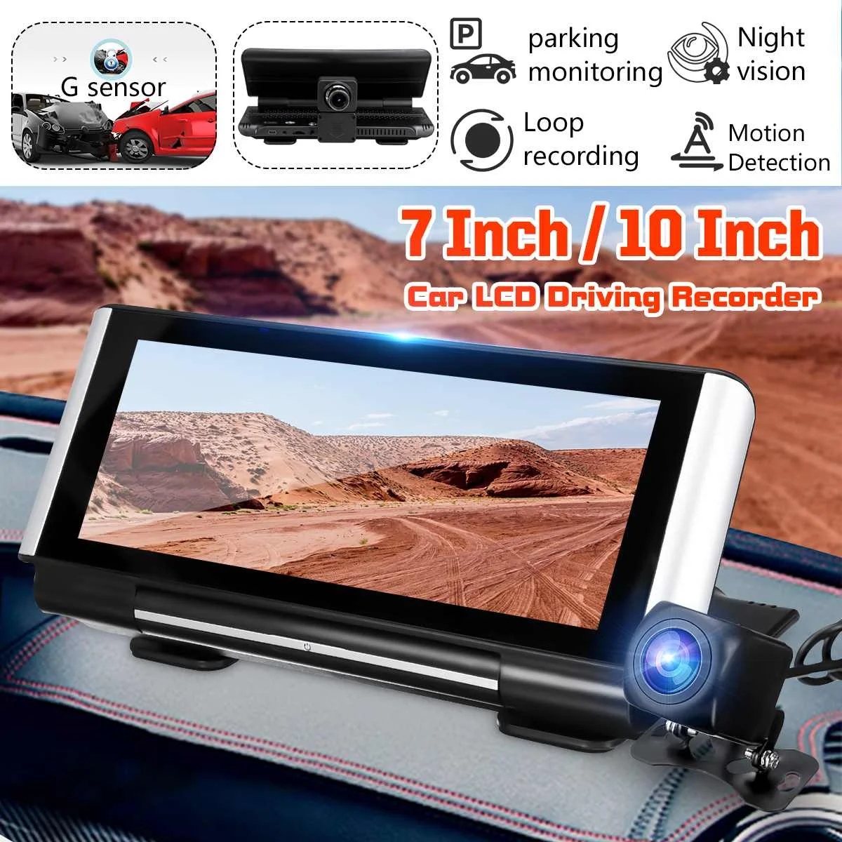 " 10" lcd 1080P HD камера заднего вида с 4 датчиками, Автомобильный видеорегистратор с двумя объективами, видеорегистратор, камера заднего вида, gps парковочный радар, сигнализация
