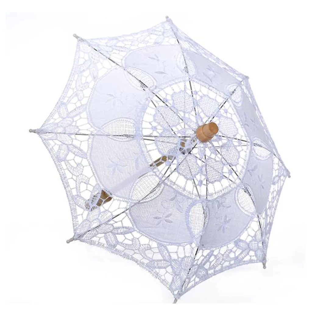 Винтажные вечерние свадебные украшения ручной работы, кружевной зонтик, декоративный кружевной зонтик с защитой от ультрафиолета, зонт с ручкой A30823 - Цвет: WHS