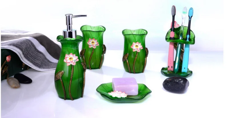 5Pcs Direct European-style garden bathroom lotus wash set creative fashion couple wash mug cup newlywed housewarming gift