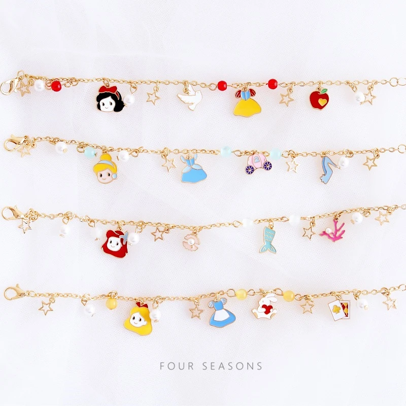 

Cartoon Princess Cinderella charm bracelet Pearl Bracelets Honeybee Decoration Bijoux For Girls Gifts