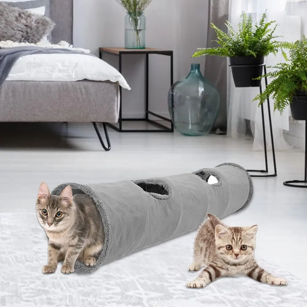 Кошка Туннель игрушки для кошек играть туннель для домашних животных играть туннель отверстие складной флисовая подкладка кошка тент для игры
