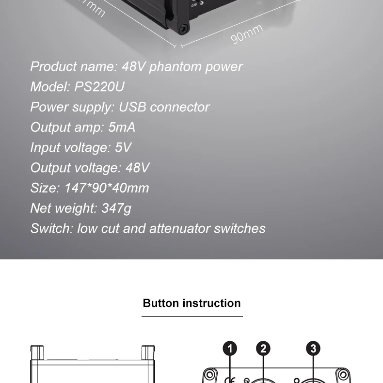 Alctron PS220U USB 48В обеспечивает стабильную и достаточно мощности к устройствам