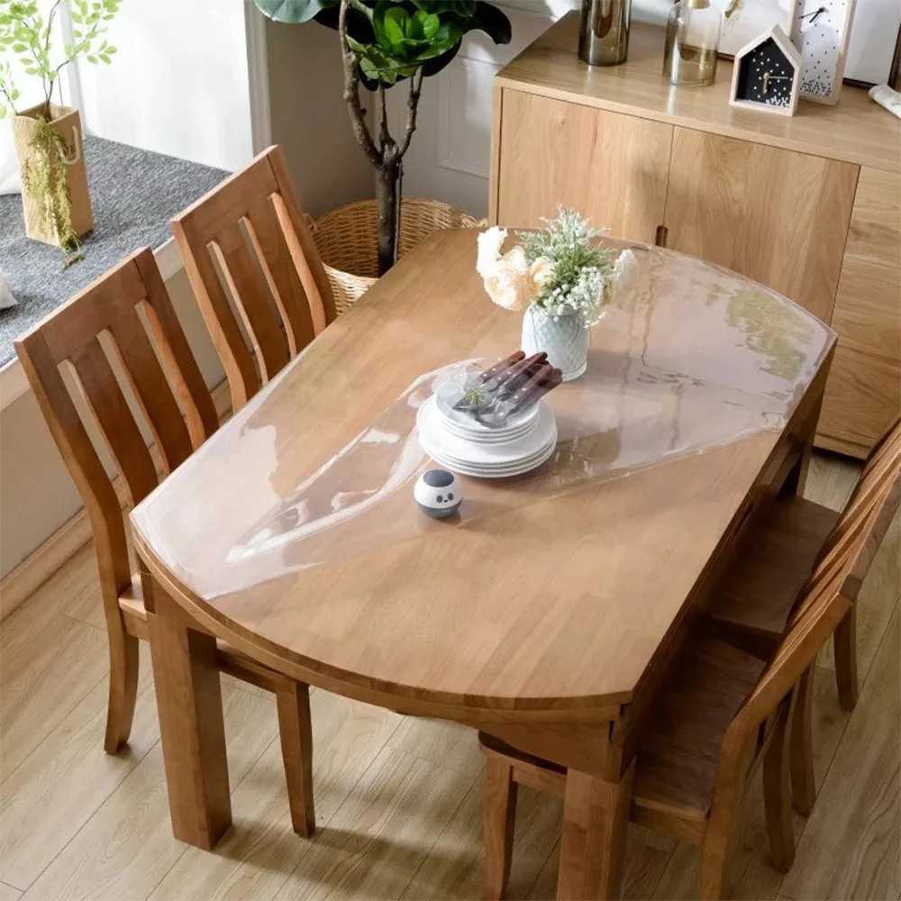  BALLE 1.5mm Oval PVC Transparent Tablecloth Custom Shape Table Cover Protect Desk Dining Highly Qua