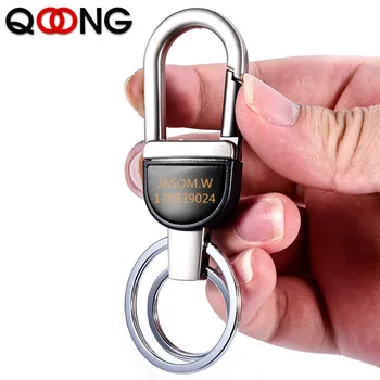 

QOONG 2020 Custom Lettering Keyring Keychain Metal Wallet Men's Simple Key Chains Holder Keyfob For Car Accessories Gift Y79