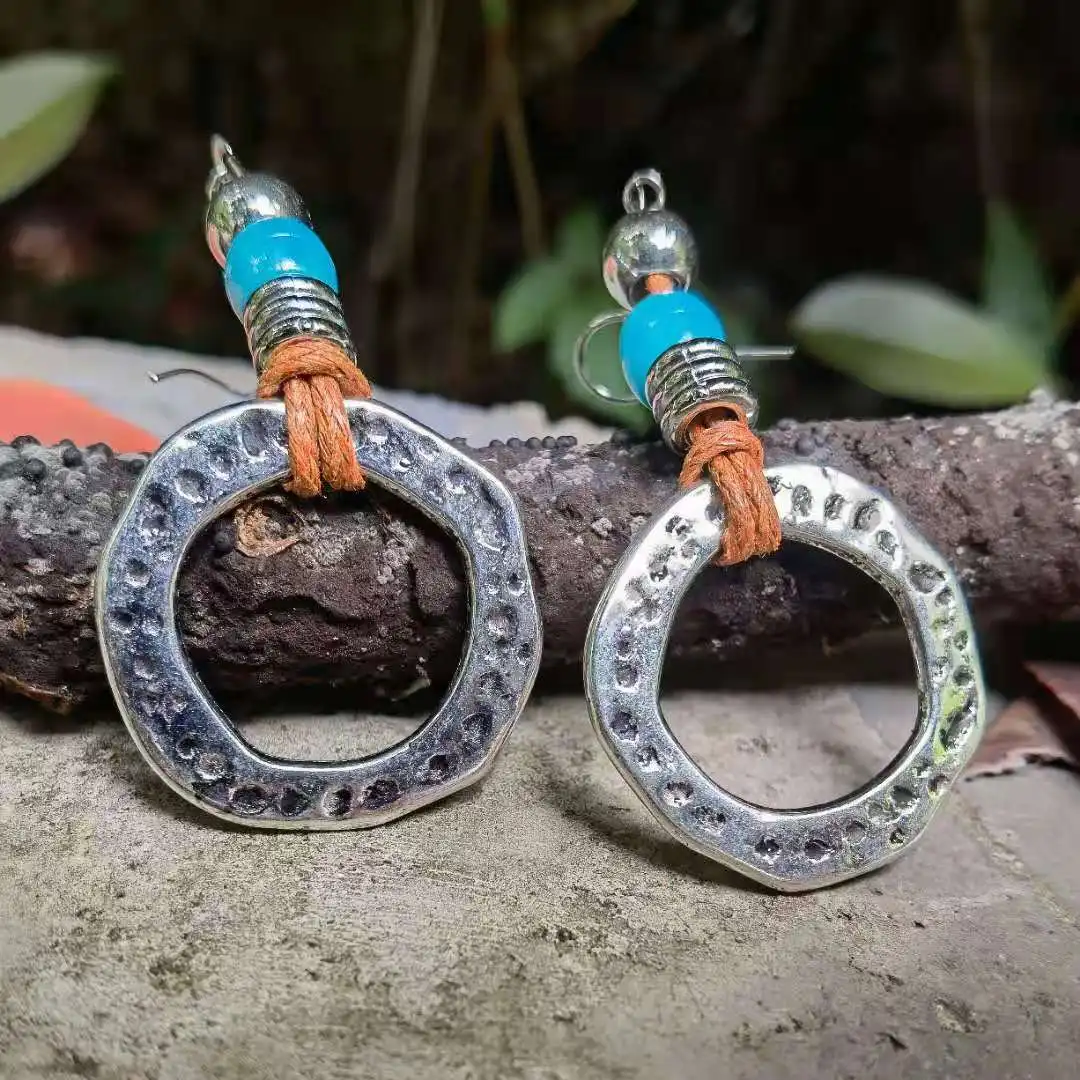 Leather Earrings big Spiral Shell earrings Bohemia Earring leather earrings