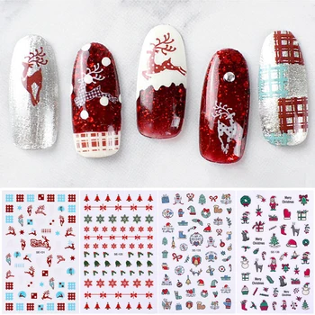 

1 Sheet Christmas 3D Nail Stickers Santa Claus Snowflake Sock Pattern Transfer Stickers Paper DIY Designs Nail Art Decoration