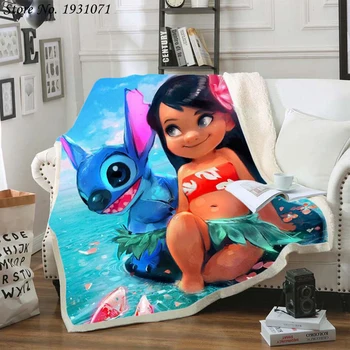 

Cartoon Lilo & Stitch 3D Printed Fleece Blanket for Beds Thick Quilt Fashion Bedspread Sherpa Throw Blanket Adults Kids 03