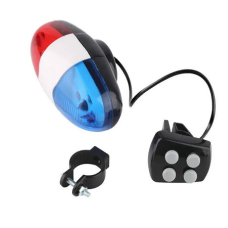 

2019 New Bike Bicycle Cycling 4 Sounds 6 LED Police Car Siren Electric Light Horn Bell
