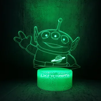 

Three-eyed monster waving hand night light white crack base smart touch remote 3D Acrylic cartoon lamp