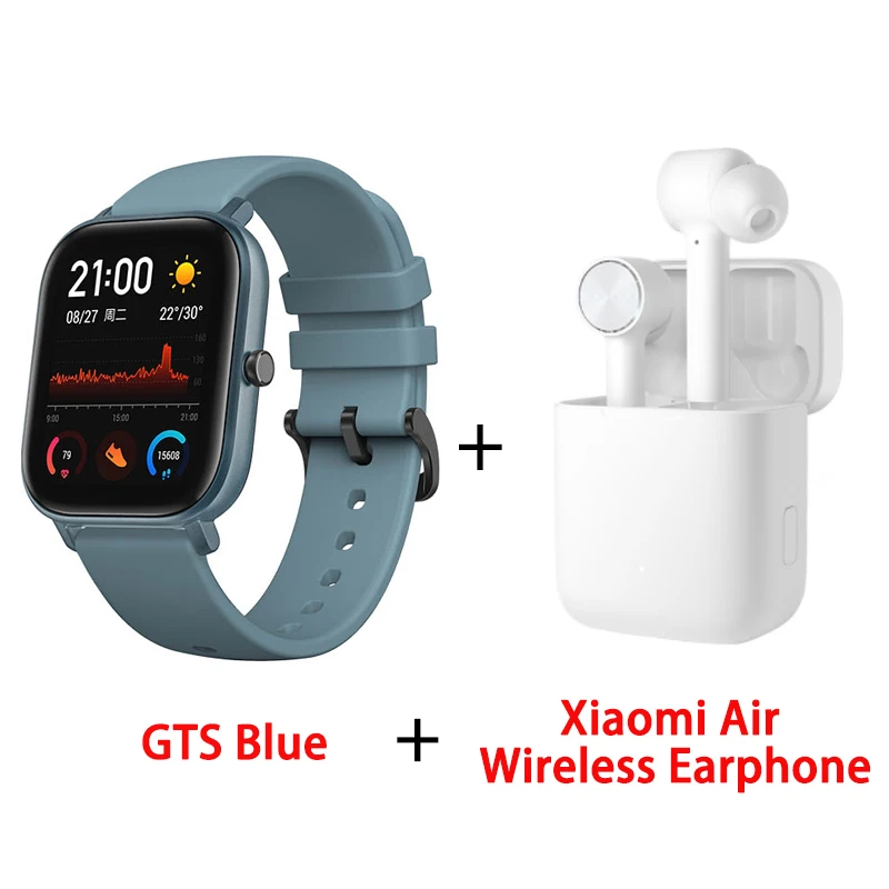B add Air Earphone Глобальная версия, Новые смарт-часы Amazfit GTS, 5 АТМ, водонепроницаемые, для плавания, умные часы, 14 дней, батарея, управление музыкой, для телефона Xiaomi IOS - Цвет: B add Air Earphone