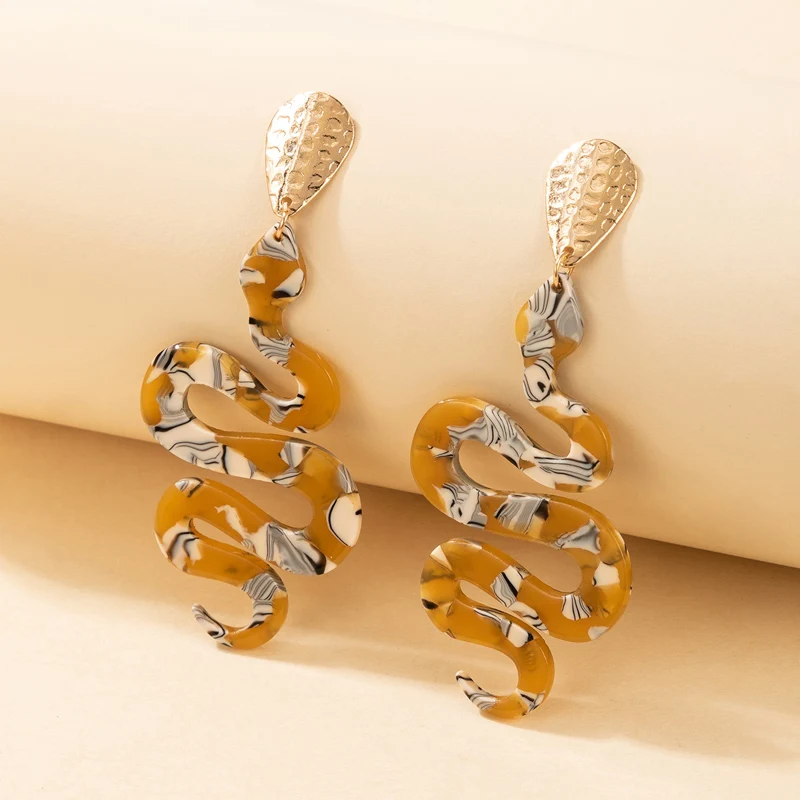 docona Bohemia Snake Animal Drop Dangle Earrings for Women Luxury Geometry Crystal Metal 2021 Female Party Gold Jewelry серьги