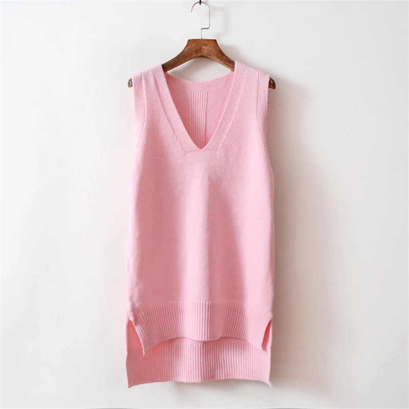 

2021 V Neck Sweater Knitted Sweater Women Sweaters Pullovers Autumn Winter FashionBasic Shirt Fitness Female Clothing Vest