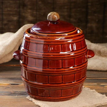 

Pot "Keg", brown, salted, 5 L
