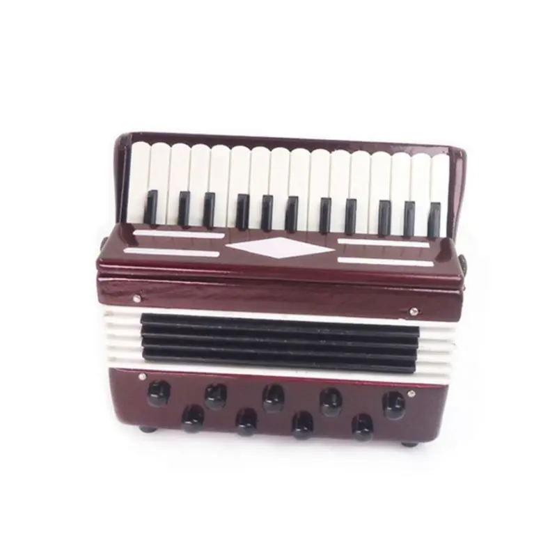 1/12 Dollhouse Wooden Accordion Miniature Musical Instruments Model Collection E65D