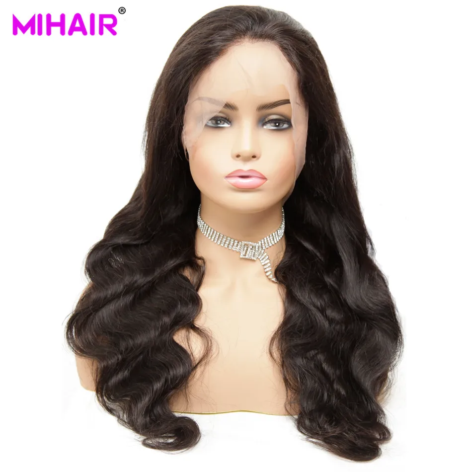 MIHAIR 13*4 кружевные передние средний коэффициент человеческих волос парики для женщин Малайзия Remy объемные волнистые кружевные парики с детскими волосами 150% предварительно выщипанные
