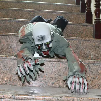

2020 New Scary Halloween Crawling Ghost Electronic Creepy Bloody Zombie with LED Eye Prop