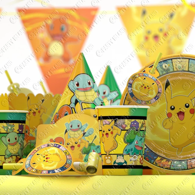 Rosa pokemon pikachu festa de aniversário decoração tema pokemon utensílios  de mesa placa de papel copo crianças menino menina festa de aniversário  suprimentos - AliExpress