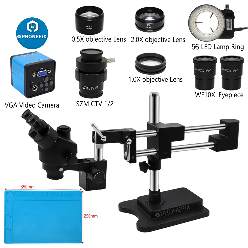 Microscopio Estéreo AmScope - Zoom 7X-45X, Trinocular Con Brazo Móvil
