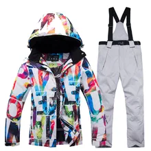 Высокая дешевая Лыжная одежда для девочек, зимний костюм для сноубординга, водонепроницаемые ветрозащитные зимние куртки и нагрудники, лыжные штаны для женщин