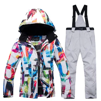 

Hight Cheap Girls Ski Wear winter Outdoor Snowboarding Suit sets Waterproof windproof Snow jackets and bibs Skiing pants women