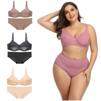 

Sexy Bra and Panties Set Big Size Women‘s Underwear Lingerie Set Solid Ultra-thin Plus Size Sexy Push Up Bra Set Femme