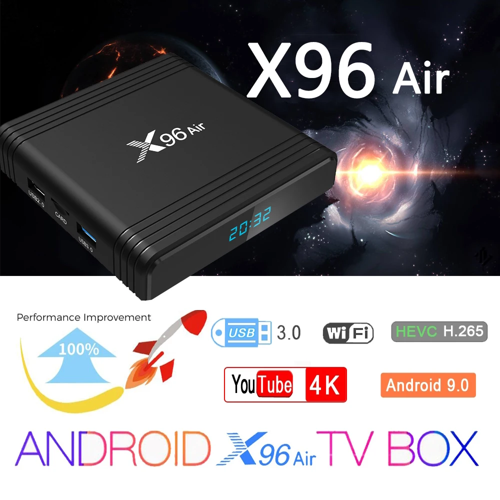 

X96 Air Android TV Box Android 9.0 Amlogic S905X3 Smart TV Box 4K Android Box 4GB 64GB X96Air Quad Core 2.4G&5G Wifi BT4.1 H.265