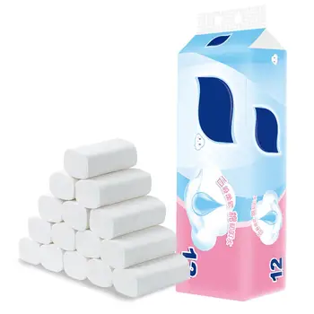 

12 Rolls/Lot Roll paper Toilet Paper 4 Layers Bathroom Toilet Kitchen Paper Tissue Cleaning Paper Wood Pulp Paper Household