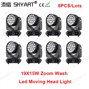 

8pcs/lot LED RGBW 4in1 Zoom Wash Moving Head Light 19x15W Moving Head Light for DJ Bar Nightclub Disco Party Light