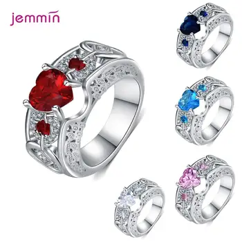 

Fashion Luxury 925 Sterling Silver Zircon Rings Lady Elegant Big AAA Zircon Geometric Rhinestone Wedding Bridal Ring Jewelry