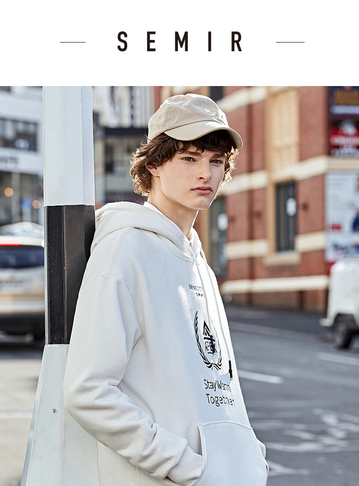 SEMIR плюс вельветовый свитер для мужчин с капюшоном осень и зима новые вышитые толстовки для взрослых Порт-ветер хлопок Толстовки Тренд