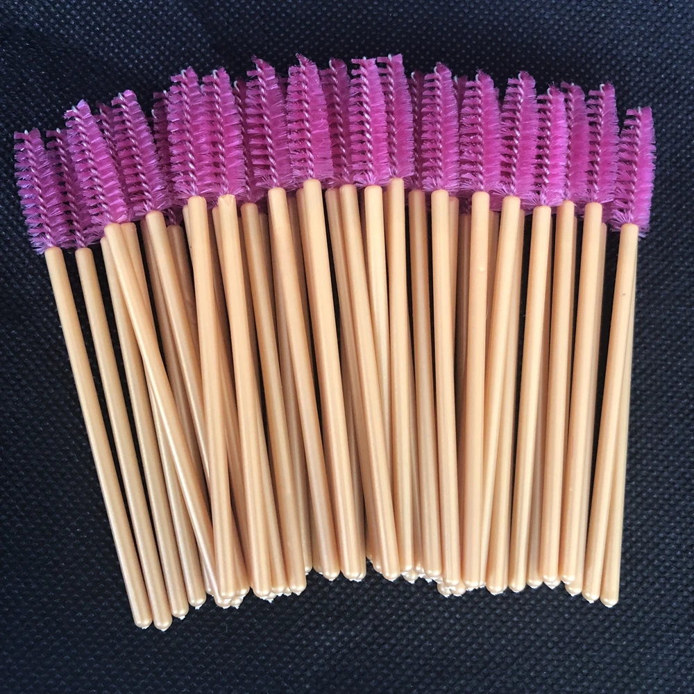 50 шт пластиковые ручки ресницы Кисти Одноразовые кисти для макияжа синтетические разноцветные кисти для ресниц