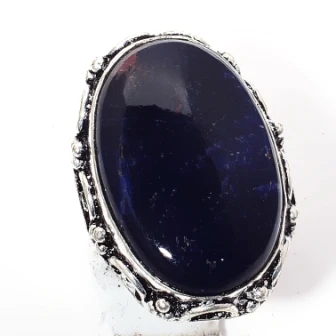 

Sodalite Ring Silver Overlay over Copper , Size: 7 , R5420