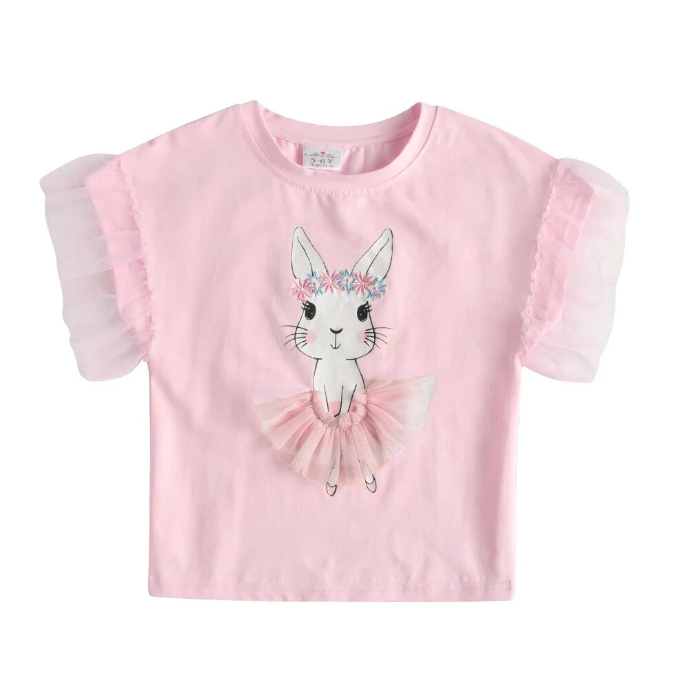 VIKITA T Shirt for Girls Sequins Kids T-shirts Summer Children Sequined Cartoon T Shirt  Toddlers Clothes for Girls Cotton Tops